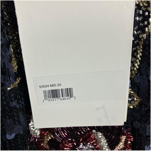 Mac Duggal Dress 20 Blue Sequined Floral Long Sleeve Midi Dress 93624 Modest - Picture 5 of 16